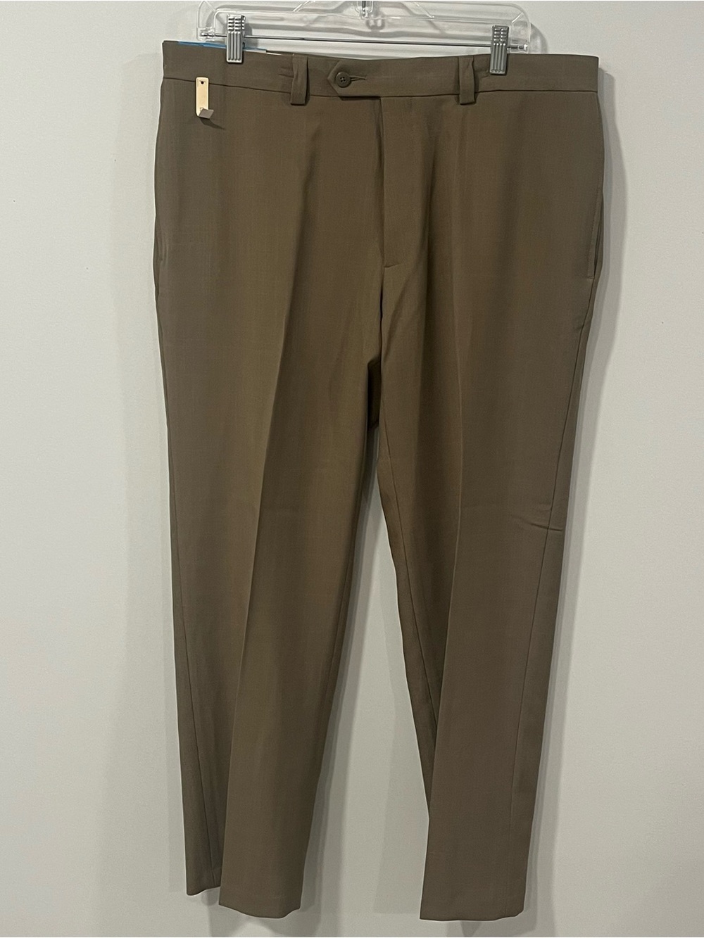 Men's Tan Brown Dress Pants - Classic Straight Leg 36W x 29L Flat Front